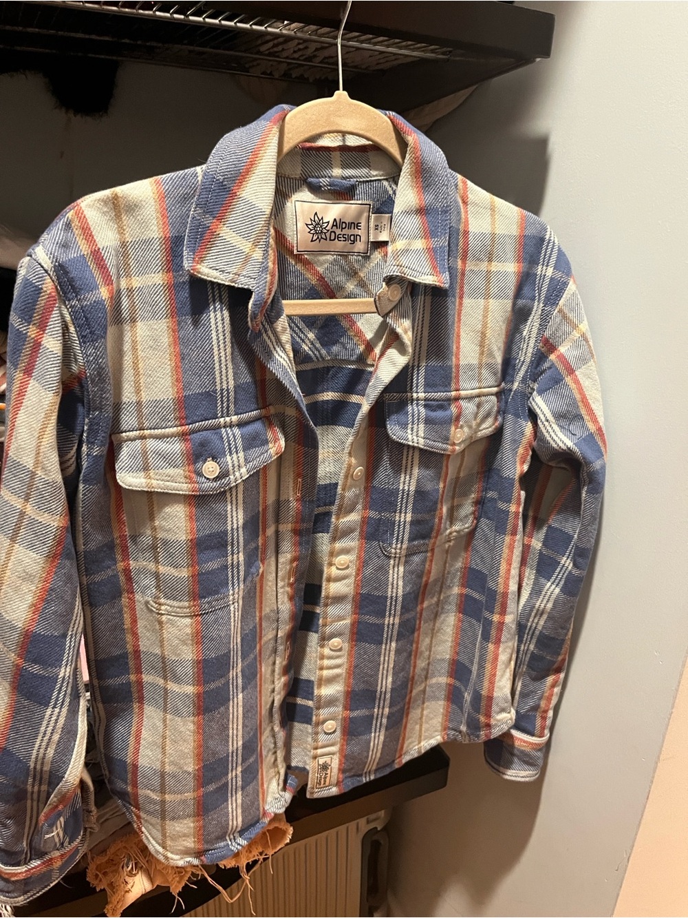 Alpine Design woman’s ' Blue & Cream Plaid Flannel Jacket